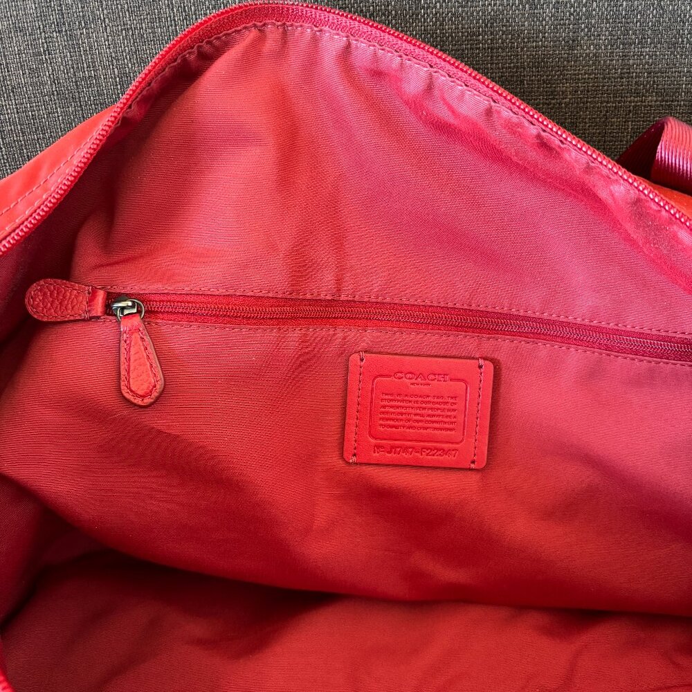 Coach duffel bag in gorgeous red, like new. - Picture 5 of 11
